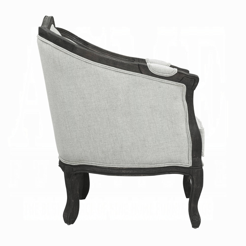 Samael Colletion 3-Piece Living Room Set Include Sofa, Loveseat and Chair, Gray Linen & Dark Brown Finish