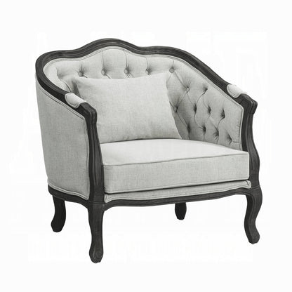 Samael Colletion 3-Piece Living Room Set Include Sofa, Loveseat and Chair, Gray Linen & Dark Brown Finish