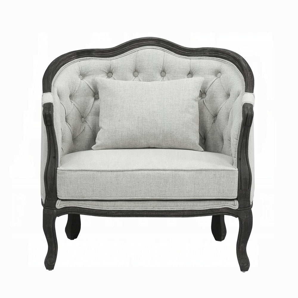 Samael Colletion 3-Piece Living Room Set Include Sofa, Loveseat and Chair, Gray Linen & Dark Brown Finish