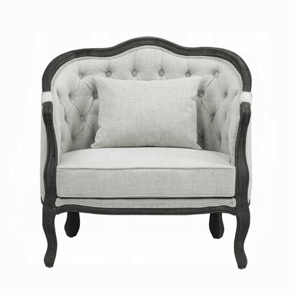 Samael Colletion 3-Piece Living Room Set Include Sofa, Loveseat and Chair, Gray Linen & Dark Brown Finish