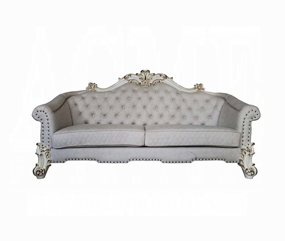 Vendome II Colletion 4-Piece Living Room Set Include Sofa, Loveseat, Chair and Coffee Table, Antique Pearl Finish
