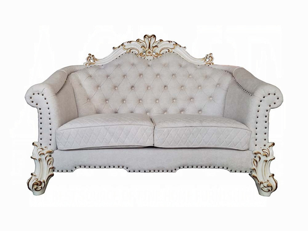 Vendome II Colletion 4-Piece Living Room Set Include Sofa, Loveseat, Chair and Coffee Table, Antique Pearl Finish