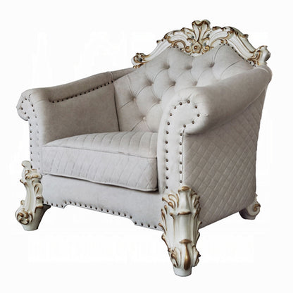 Vendome II Colletion 4-Piece Living Room Set Include Sofa, Loveseat, Chair and Coffee Table, Antique Pearl Finish