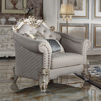Vendome II Colletion 4-Piece Living Room Set Include Sofa, Loveseat, Chair and Coffee Table, Antique Pearl Finish