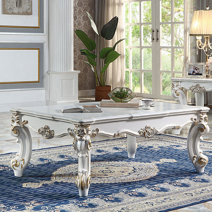Vendome II Colletion 4-Piece Living Room Set Include Sofa, Loveseat, Chair and Coffee Table, Antique Pearl Finish