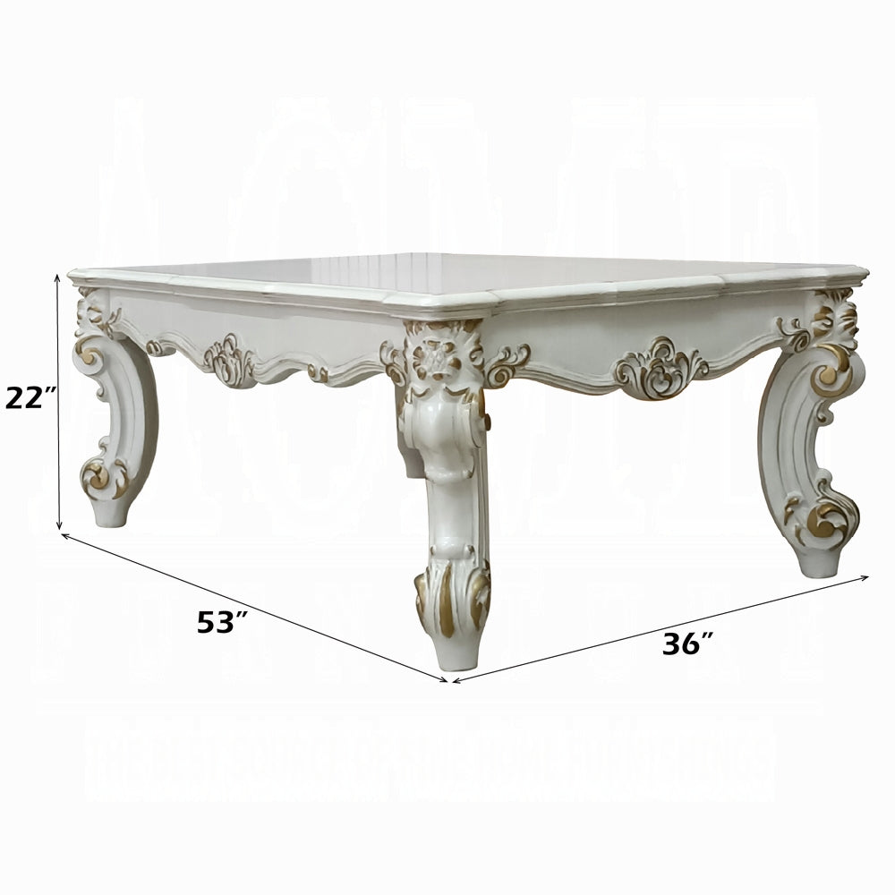 Vendome II Colletion 4-Piece Living Room Set Include Sofa, Loveseat, Chair and Coffee Table, Antique Pearl Finish