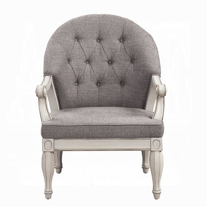 Florian Colletion 3-Piece Living Room Set Include Sofa, Loveseat and Chair, Gray Fabric & Antique White Finish