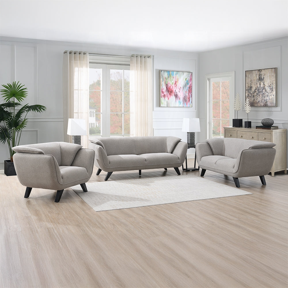 Nayeli Collection 3-Piece Living Room Set Include Sofa, Loveseat and Chair, Brown Linen