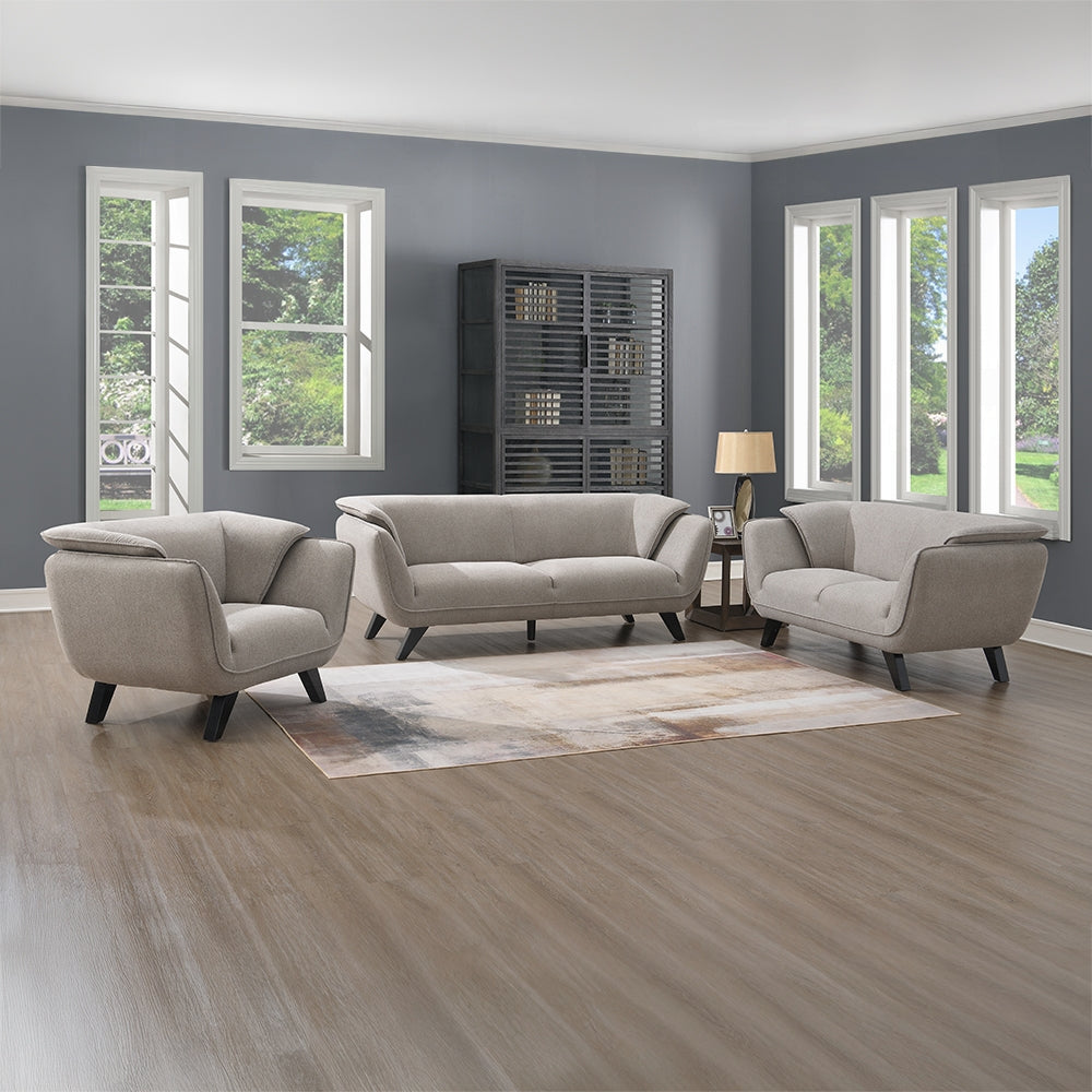 Nayeli Collection 3-Piece Living Room Set Include Sofa, Loveseat and Chair, Brown Linen
