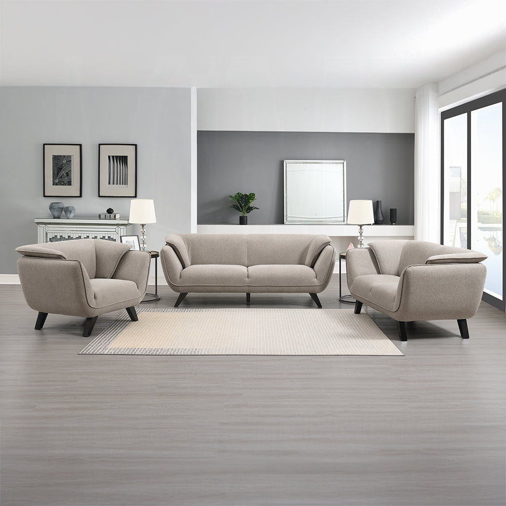 Nayeli Collection 3-Piece Living Room Set Include Sofa, Loveseat and Chair, Brown Linen