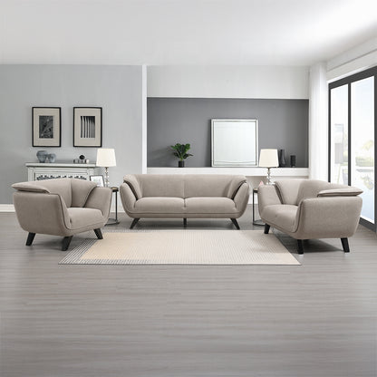 Nayeli Collection 3-Piece Living Room Set Include Sofa, Loveseat and Chair, Brown Linen
