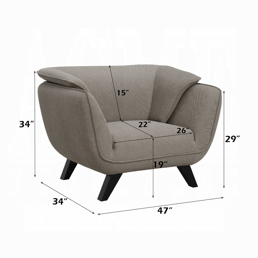Nayeli Collection 3-Piece Living Room Set Include Sofa, Loveseat and Chair, Brown Linen