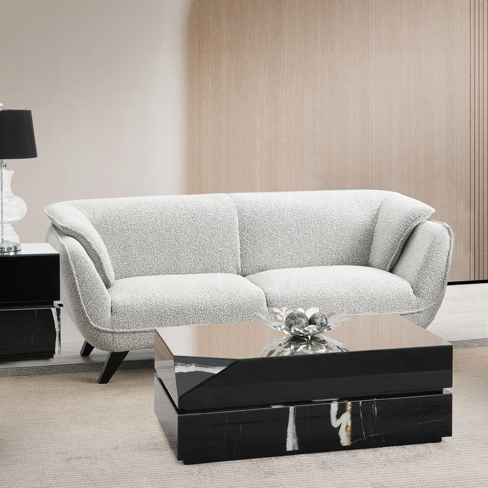 Nayeli 4-Piece Living Room Set Include Sofa, Loveseat, Chair and Coffee Table, Light Gray Boucle