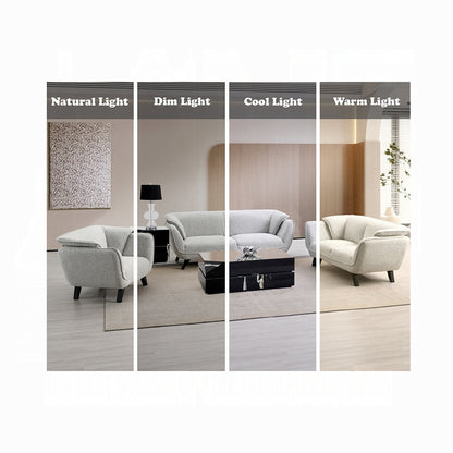 Nayeli 4-Piece Living Room Set Include Sofa, Loveseat, Chair and Coffee Table, Light Gray Boucle