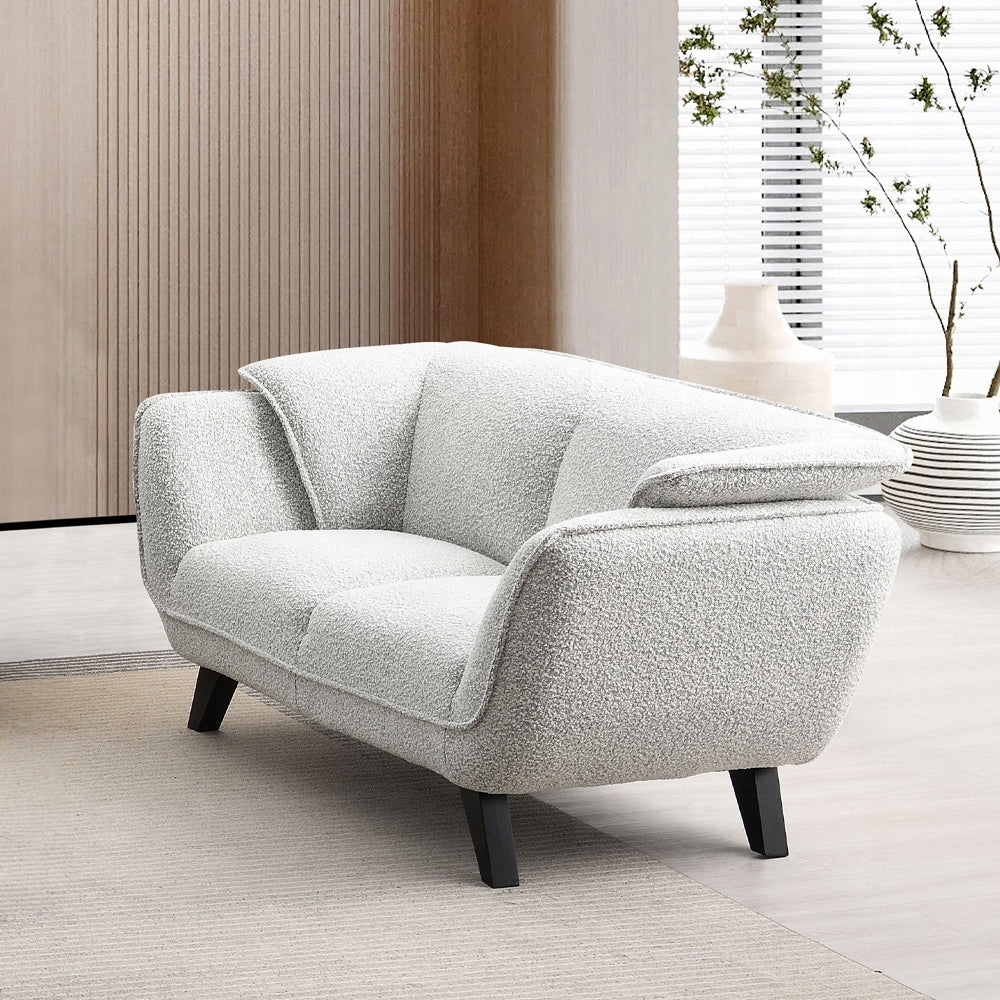 Nayeli 4-Piece Living Room Set Include Sofa, Loveseat, Chair and Coffee Table, Light Gray Boucle