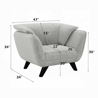 Nayeli 4-Piece Living Room Set Include Sofa, Loveseat, Chair and Coffee Table, Light Gray Boucle