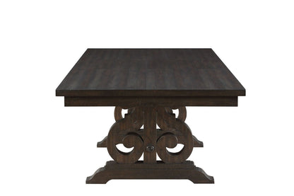 Maisha Kitchen Furniture Set 11Ps Casual Solid Wood Dining Table Set Include 1 Extendable Dining Table, 10 Side Chairs, Set for 10 Persons