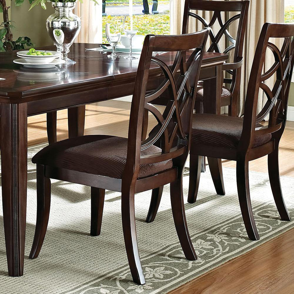 7Pcs Wood Dining Table Set with Leaf Acme Furniture 60255 Keenan Dark Walnut