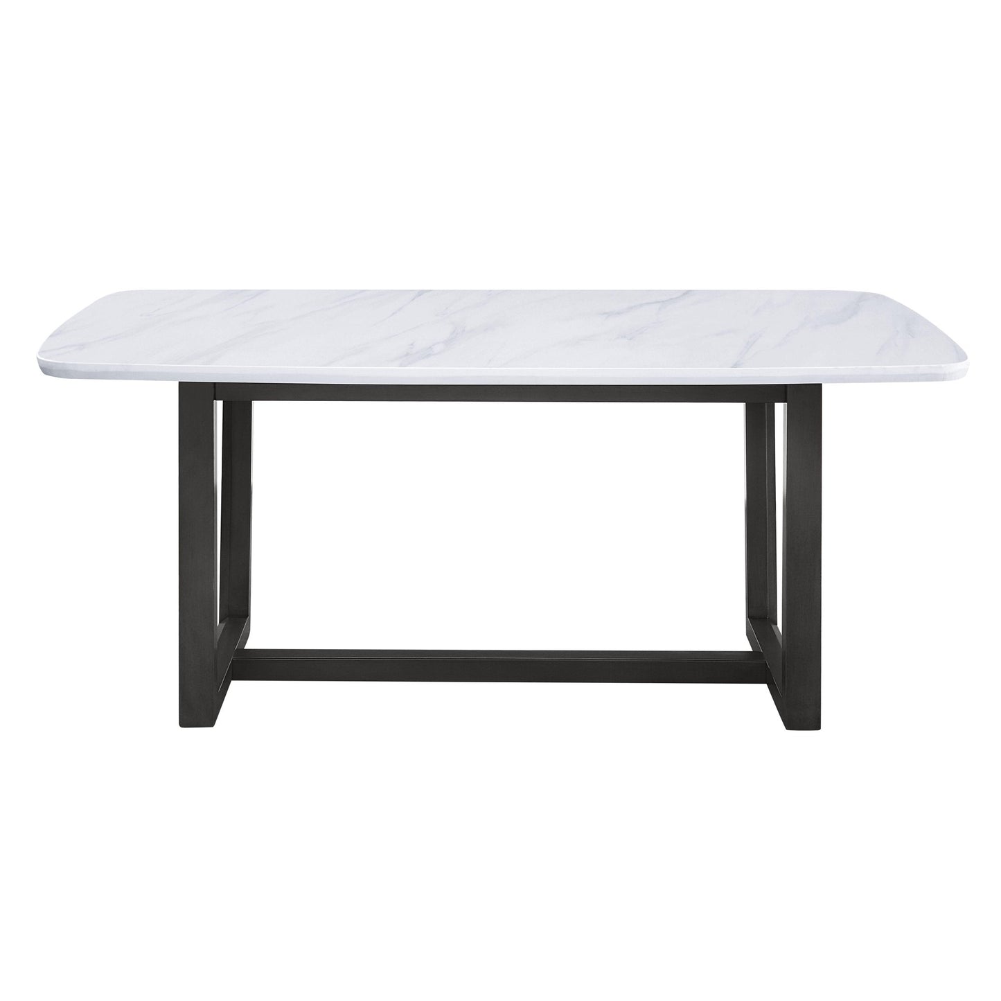 Marble Top & Weathered Gray 7pcs Dining Table Set by Acme Madan DN00059-7pcs