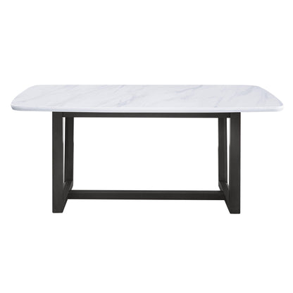 Marble Top & Weathered Gray 7pcs Dining Table Set by Acme Madan DN00059-7pcs
