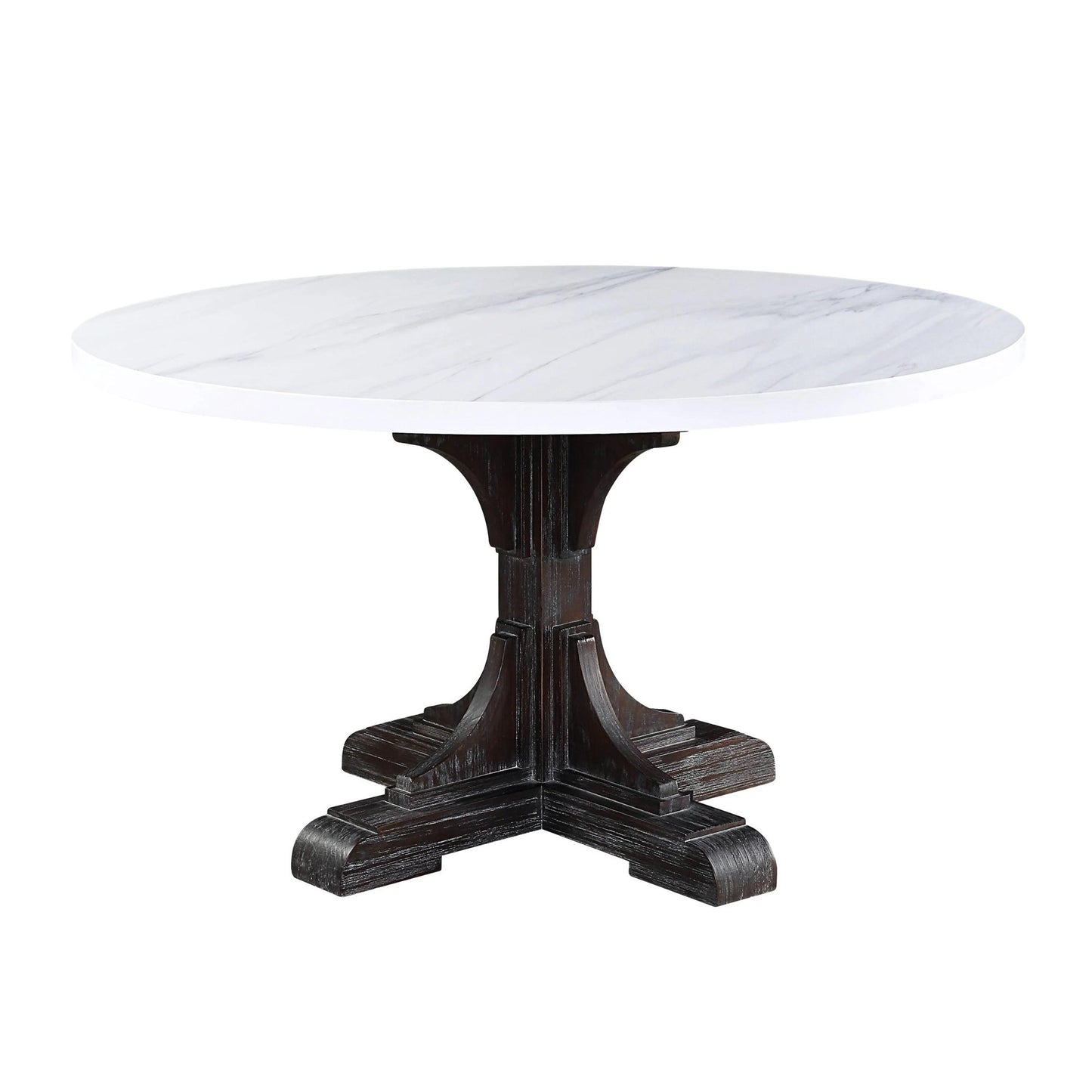 Rustic White Marble & Espresso Dining Table Set by Acme Gerardo DN00090-5pcs