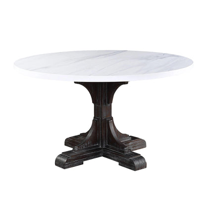 Rustic White Marble & Espresso Dining Table Set by Acme Gerardo DN00090-5pcs