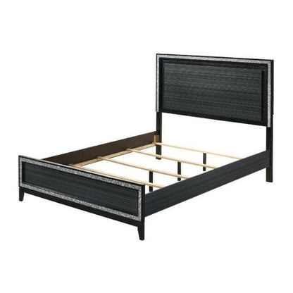 Haiden Modern Black Eastern King Bed Set 5PCS Includes Bed, 2 Nightstands, Dresser and Mirror