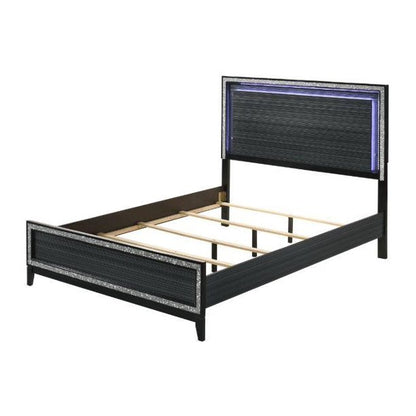 Haiden Modern Black Eastern King Bed Set 5PCS Includes Bed, 2 Nightstands, Dresser and Mirror