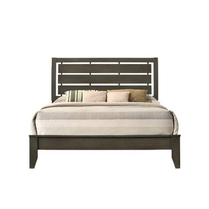 Ilana Contemporary Gray Queen Bed Set 6PCS Includes Bed, 2 Nightstands, Dresser, Chest and Mirror