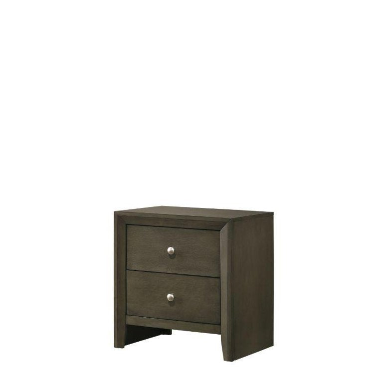 Ilana Contemporary Gray Queen Bed Set 6PCS Includes Bed, 2 Nightstands, Dresser, Chest and Mirror