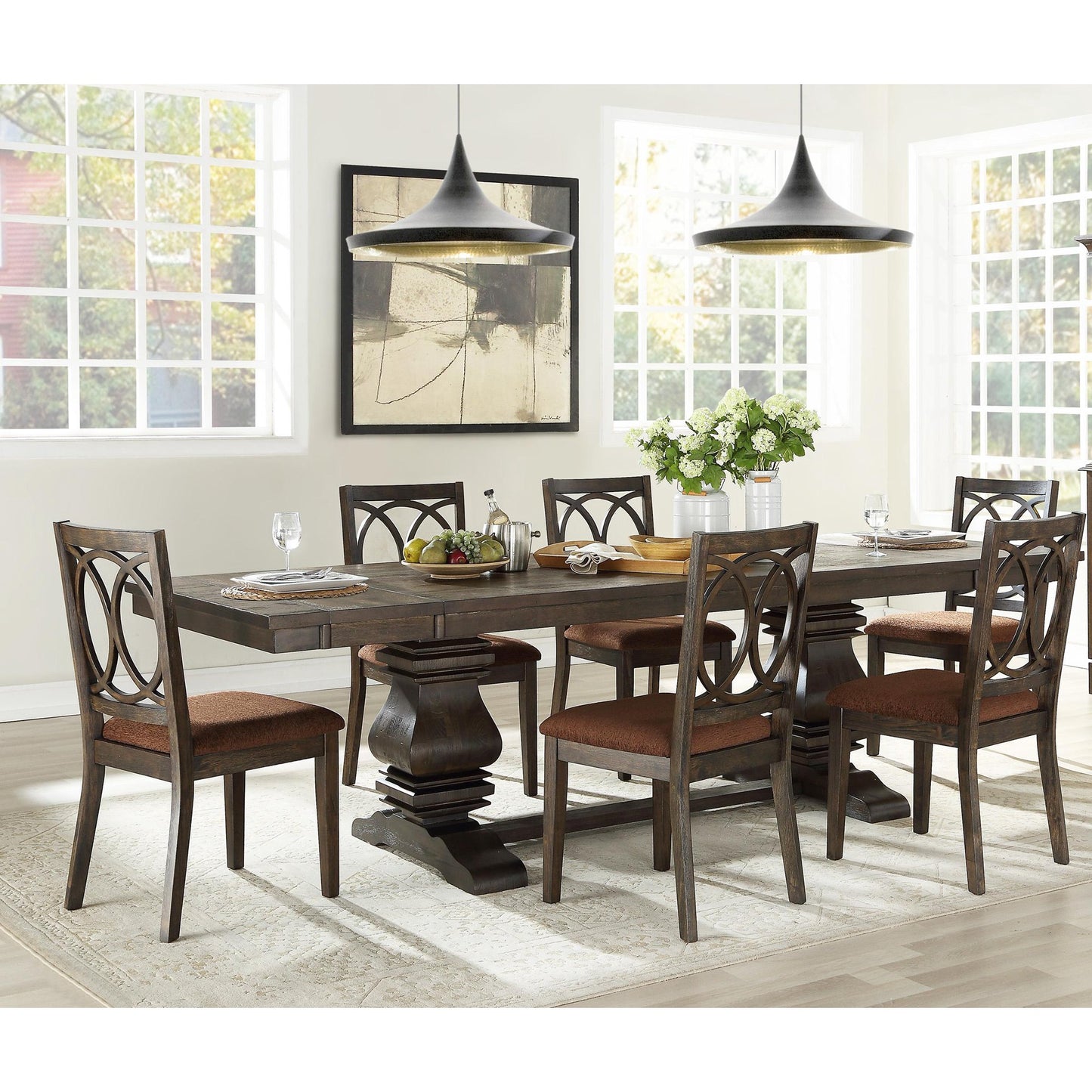 ACME Acacia Wood Espresso Dining Table Set 7Ps Jameson 62320 ACME Traditional Classic