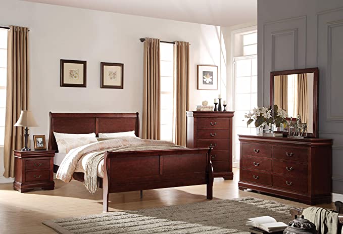 6-Piece Bedroom Set Bed, Dress, Chest, Mirror and 2 Nightstands
